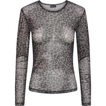 Camiseta de Manga Larga para Mujer Pieces Ninni con Estampado Animal, Ajuste Slim Fit