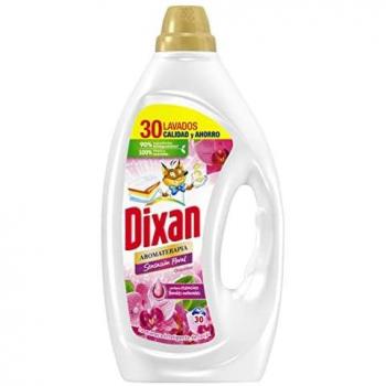 Detergente Líquido Dixan Aromaterapia 30 Lavados - Aroma Floral, Orquídea & Aceite de Macadamia, 1.350L, con aceites esenciales para ropa blanca y de color