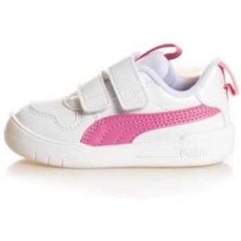 Zapatillas Puma Multiflex SL V infantiles con velcro en color blanco puro y rosa bebé, talla 37