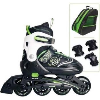 Patines en línea ajustables Muuwmi verdes para niños con protecciones y bolsa
