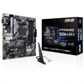 Placa Base ASUS PRIME B550M-A WIFI II AM4 micro ATX con Chipset B550, Wi-Fi 6, Bluetooth, USB 3.2 Gen 1 y Gen 2, HDMI y DVI