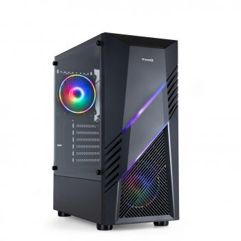TooQ TQGCC102-B Biohazard Caja Semitorre Gaming ATX/Micro-ATX/Mini-ITX, Cristal Templado, ARGB Frontal, Color Negro