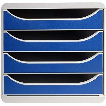 Caja Organizadora Big Box con 4 Cajones para Documentos A4 - Gris/ azul