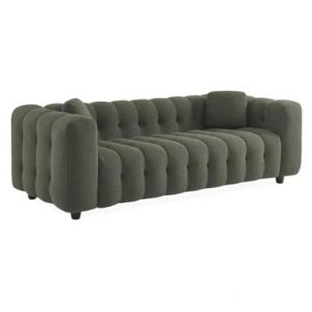 Sofá de 3 Plazas Tapizado en Tela Borreguito Texturizada Kaki - 99x229x71 cm