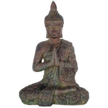 Figura de Buda Oriental Decorativa en Magnesia, Color Verde, Dimensiones 30x45x66cm, Modelo DG5543