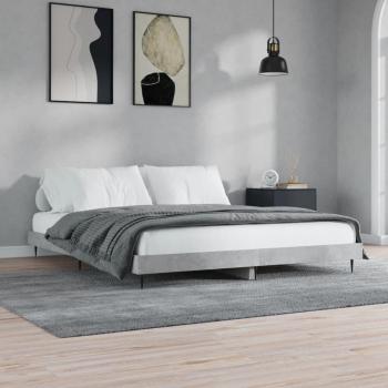 Estructura de cama de madera contrachapada gris hormigón 120x200cm