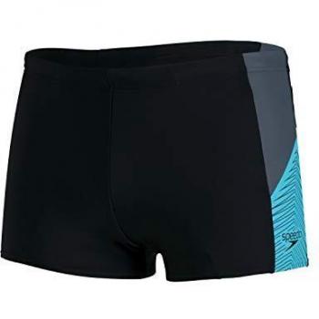 Bañador de natación hombre Speedo Aquashort de buceo, Negro/Gris/Azul, Talla 34