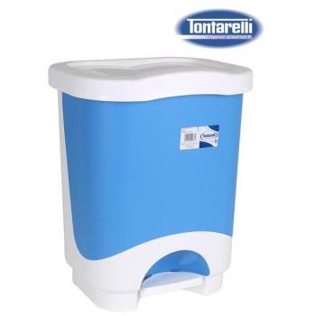 CUBO BASURA A PEDAL 18L IDEA CREMA/AZUL