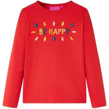 Camiseta para Niños de Manga Larga con Texto 3D Jersey Ropa con Cuello Redondo en color rojo, talla 104