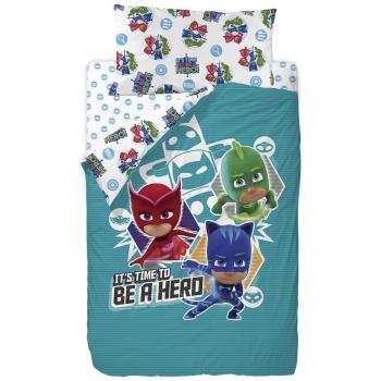 PJ Masks Saco Nórdico para Cama, Algodón-Poliéster, Multicolor, Individual, 190x90x25 cm, 2 Unidades