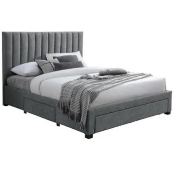 Cama con 3 cajones 140 x 200 cm - Tela - Gris - LIAKO