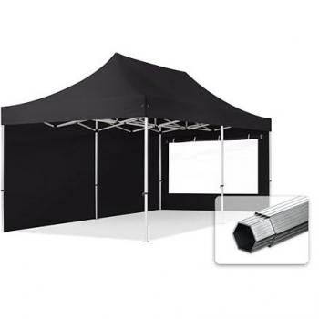 Carpa Plegable 3x6 m Profesional de Aluminio 40mm con Laterales y Ventanas Panorámicas, Negra