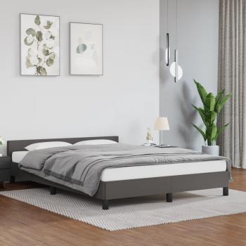 Cabecero de cama gris 140x190 cm con estructura de cuero sintético sin colchón