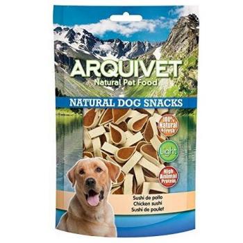 ARQUIVET Sushi de Pollo 100 gr - Snack para Perros 100% Natural - Chuches, premios, golosinas, recompensas, chucherías para Perros - Producto Light bajo en Grasas