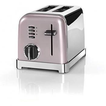 Tostadora Cuisinart CPT160PIE Retro Rosa 2 Rebanadas 900W con 6 Niveles de Tostado y Función Descongelar