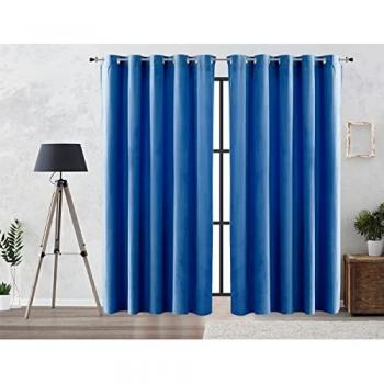Cortina Opacante Efecto Aterciopelado con Ojales Metálicos 300x260 cm Azul
