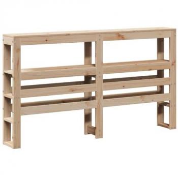 Cabecero de cama con estantes madera maciza de pino 160 cm Marrón