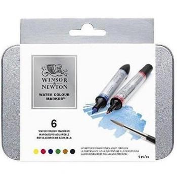 Winsor & Newton Rotuladores de Acuarela, Colores Esenciales, Set de 6