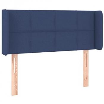 Cabecero de Tela Azul con Orejas 83x16x78/88 cm
