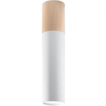 Lámpara de Techo Pablo Blanco Sollux Lighting Peach Puff GU10 Spot Downlight Wood, Acero Blanco, Madera Natural 1 Bombilla 30cm