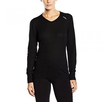 Odlo Unterhemd Shirt Long Sleeve V-Neck Warm - Camiseta interior deportiva para mujer, color negro, talla XL