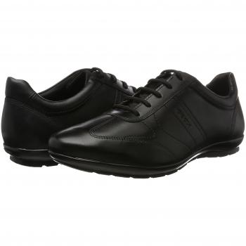 Geox Men's Symbol Smooth Leather Oxford Sneakers, Breathable Black