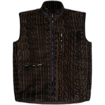 Rains Heavy Fleece Unisex Vest - Wood-Black Monogram