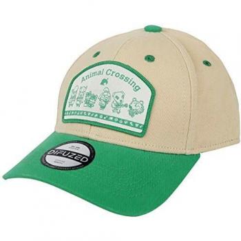 Animal Crossing Logo Patch Baseball Cap Gorra de béisbol, Beige/Green, Talla Única