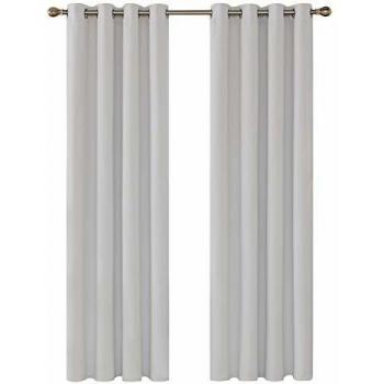Deconovo Cortina Opaca Gruesa Decór Ventana Accesorios para Habitacion Infantil Juvenil Estilo Moderno Elegante con Ojales 1 Par 140 x 260 cm Gris Blanco