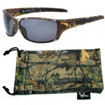Hornz Brown Camuflaje del Bosque polarizados Gafas de Sol de Marco y de los Hombres Libres del Deporte a Juego Completa Bolsa de Microfibra – Marco de Marrón Camo - Lente Humo