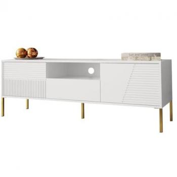 Mueble TV Merced L105 Blanco con 2 Puertas y Cajón, 155x54x40cm