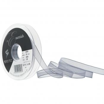 Cinta de tela supertransparente Berisfords de 10 mm x 25 m, color gris