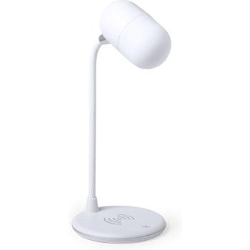 Lámpara de Mesa Klack Multifuncional Blanca con Cargador Qi y Altavoz Bluetooth 5.0