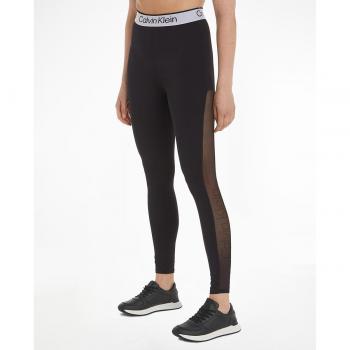Leggins deportivos 7/8 Calvin Klein Sport mujer, color negro con logo blanco, talla L