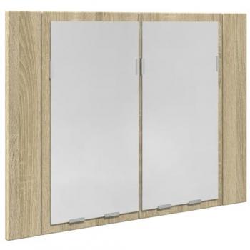 Armario con espejo LED madera roble Sonoma 60x12x45 cm Marrón