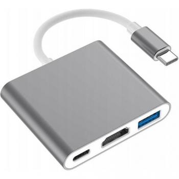 Adaptador 3 en 1 USB Tipo C a HDMI Gris Espacial Co2
