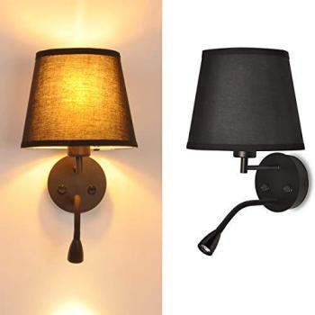 Aplique de Pared Barcelona LED 'PAIR' E27 con Foco de Lectura 3W - Negro