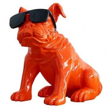 Figura Decorativa Bulldog Kuatéh Khal 40x23x34 cm Naranja Sentado con Gafas de Polipropileno