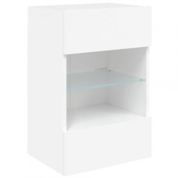 Mueble TV multimedia con luces LED, estantería de pared para comedor y salón, dimensiones 40 x 30 x 60,5 cm, color blanco