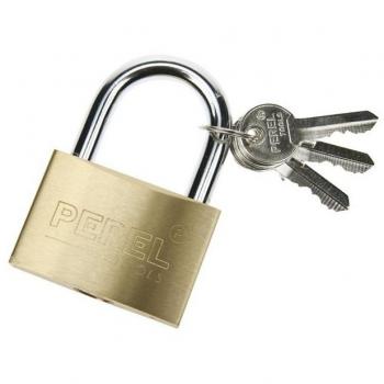 Perel SLK30 Candado de Latón Macizo con Arco de Acero Cromado