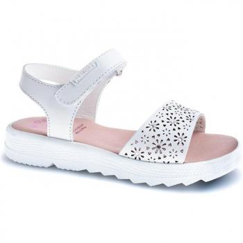 Sandalias Pablosky para niñas en color blanco de piel con cierre adherente