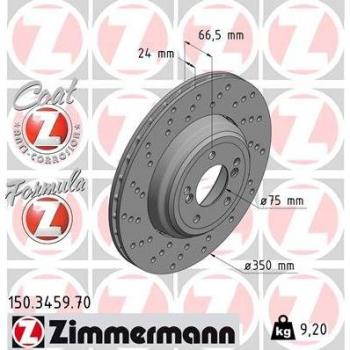 Disco de freno ZIMMERMANN 150.3459.70