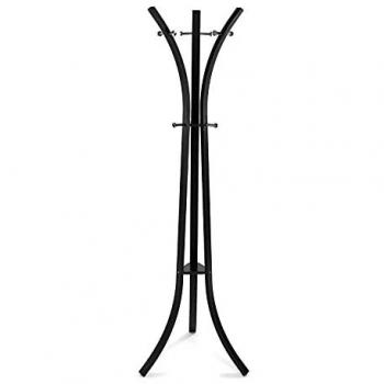 Perchero de Pie Versa Kiefer Estilo Minimalista con 6 Ganchos para Ropa o Bolsos, Medidas 175 x 58 x 58 cm, Metal Color Negro