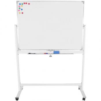 Pizarra Blanca Magnética Móvil Doble Cara 110x75cm con Marco de Aluminio, Bandeja y Accesorios, Tablero Magnético Versátil