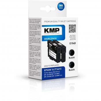 Cartucho de Tinta Compatible KMP E154D (2x) para Epson T1621, Negro, Recycled