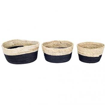 Cestas Decorativas de Espadaña Azul - Pack de 3 Unidades (27x28x28 cm)