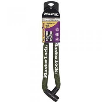 Cadena Antirrobo MasterLock 1000mm x 8mm con Cerradura Integrada y Recubrimiento de Nylon