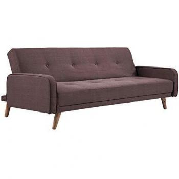 Adec - Sofá Cama Patas Nordic Modelo Nilsson, tapizado en Tejido Tex Chocolate, Medidas: 198 x 85 cm Fondo