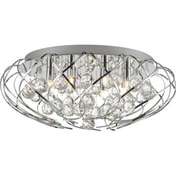 Plafón de diseño Riya Cristal, cromo brillo 8 bombillas 21cm