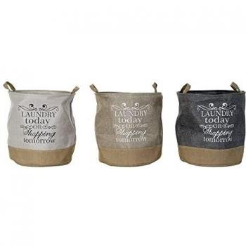 Cesta DKD Home Decor Beige Gris Marrón claro 39 x 39 x 41 cm Poliéster (3 Unidades) (3 Piezas)